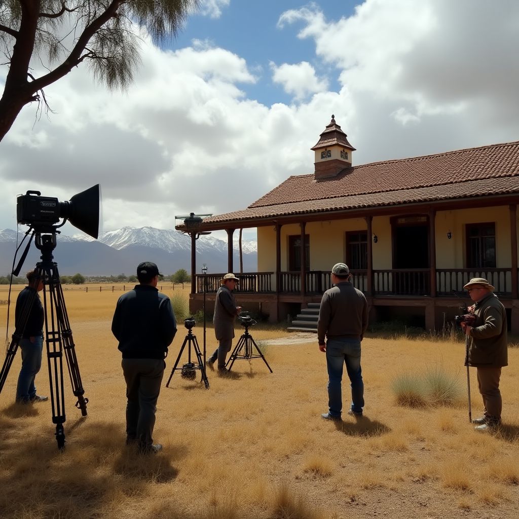 Set de filmación en estancia argentina